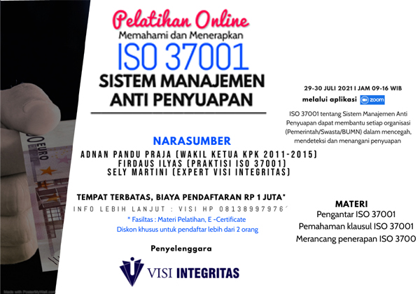 Agar Jangkau Lebih Luas, Visi Integritas Selenggarakan Pelatihan ISO 37001