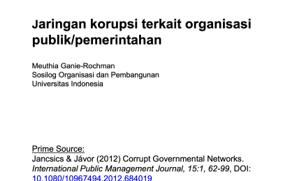 Jaringan Korupsi Terkait Organisasi Publik atau Pemerintahan